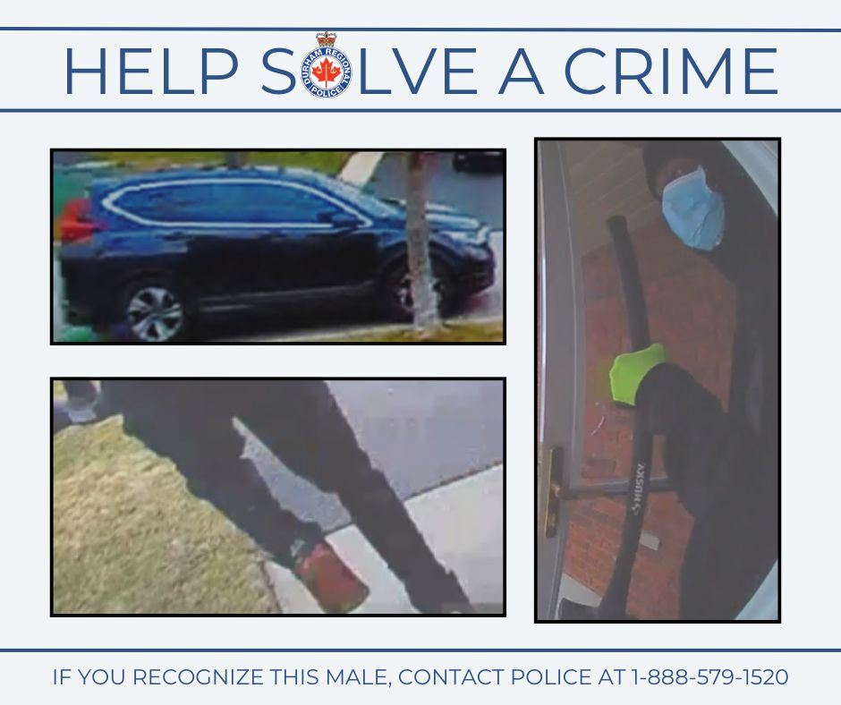 Reference image 1 for Police are seeking the public's assistance identifying a male suspect involved in a break-and-enter in Bowmanville.