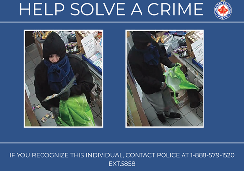 Reference image 2 for Police are looking to identify a male suspect after a theft in Ajax.